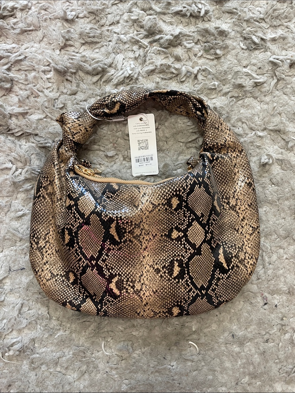 Urban Expressions Snake-Print Shoulder Bag - Brown & Black